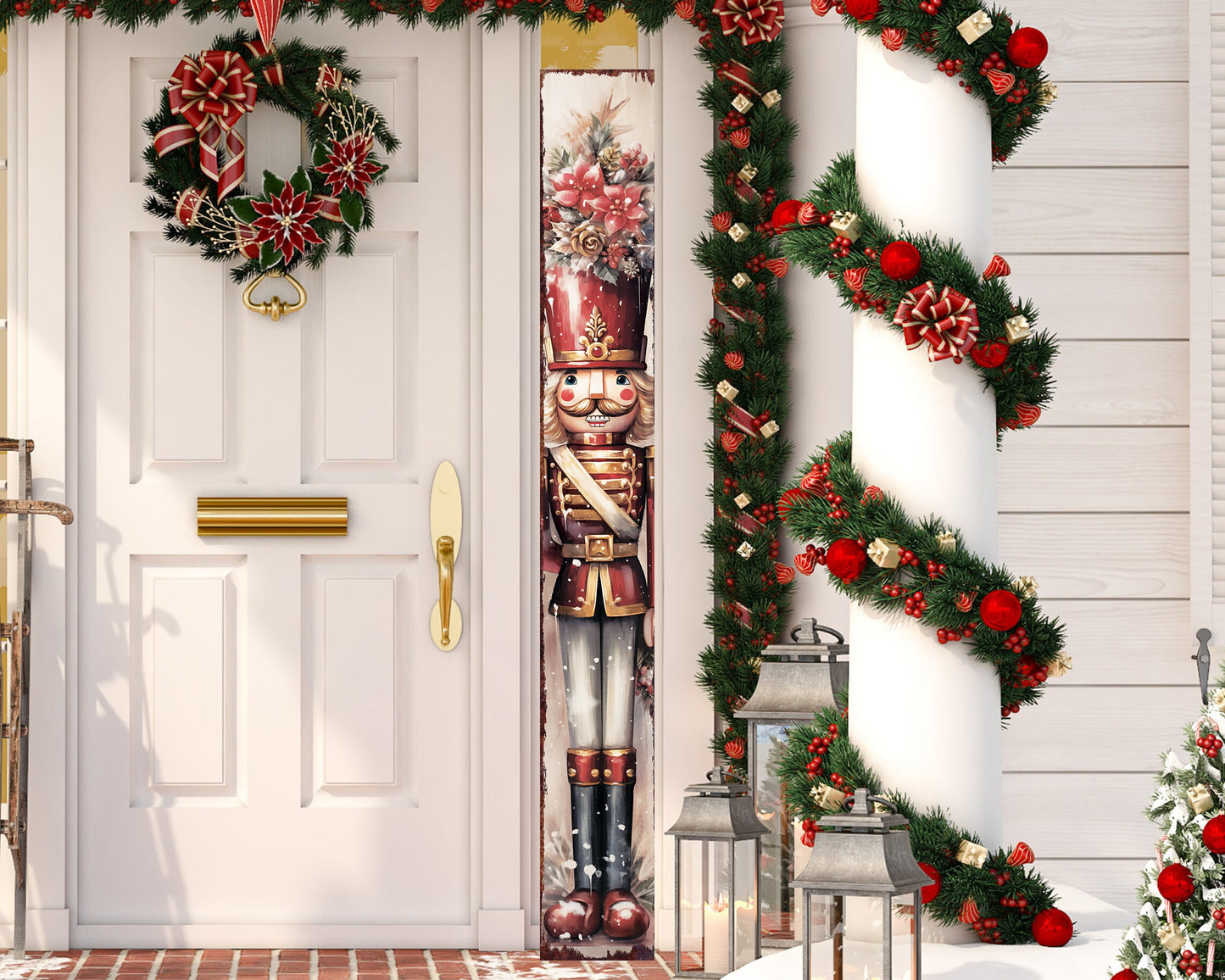 72in Nutcracker Soldier Christmas Sign | Front Porch Decor | Vintage Christmas Decoration | Modern Farmhouse Entryway Decor