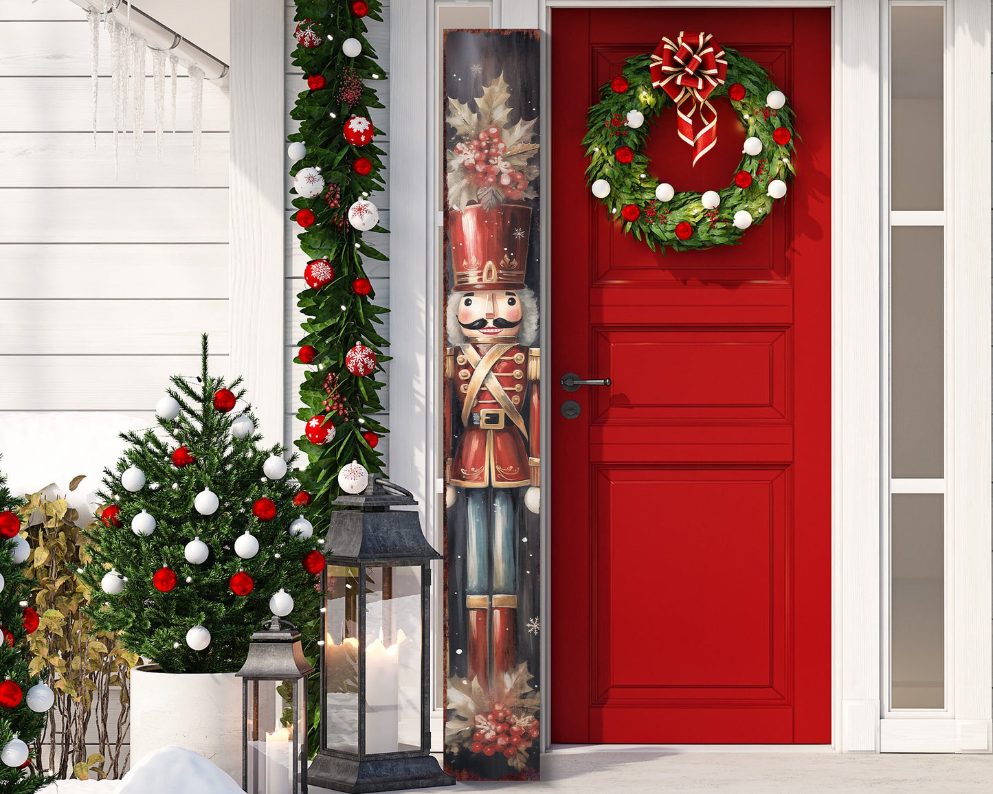 72in Nutcracker Soldier Christmas Sign for Front Porch - Christmas Decoration, Modern Farmhouse Entryway Decor for Front Door