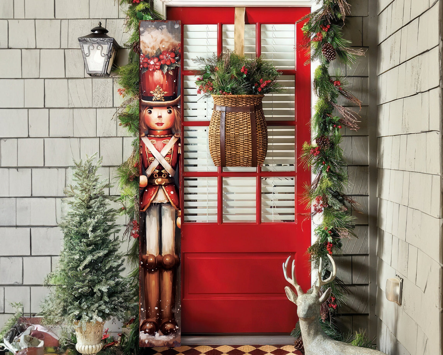 72in Girl Nutcracker Soldier Christmas Sign for Front Porch - Christmas Decor, Modern Farmhouse Entryway Decor for Front Door