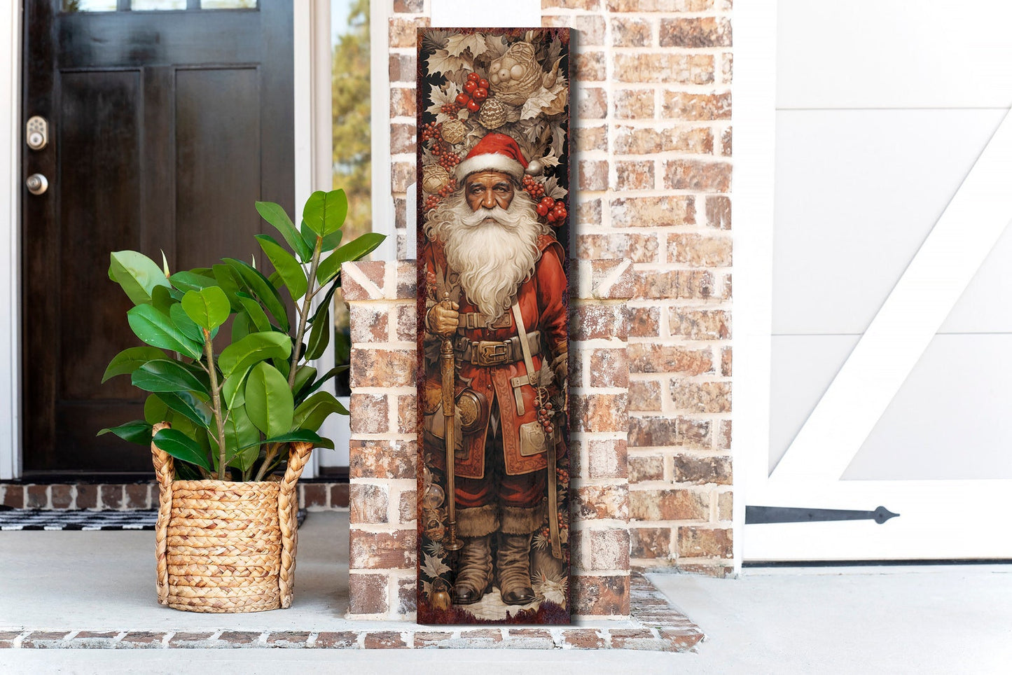 36in Santa Christmas Porch Sign - Front Porch Christmas Welcome Sign, Vintage Christmas Decoration, Modern Farmhouse Entryway Board