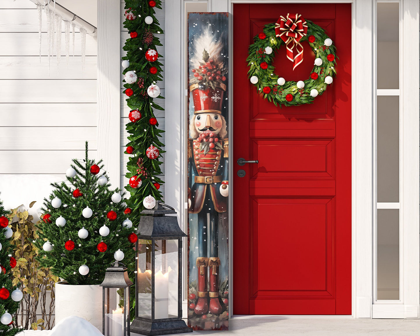 72in Nutcracker Soldier Christmas Sign for Front Porch - Christmas Celebrations Decor, Farmhouse Entryway Decor for Front Door