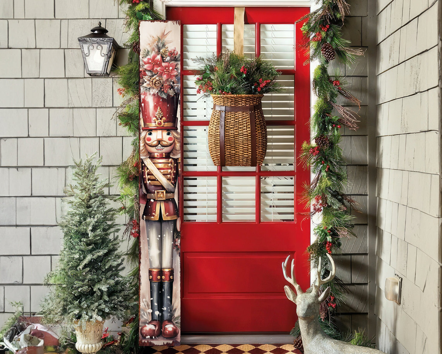 72in Nutcracker Soldier Christmas Sign | Front Porch Decor | Vintage Christmas Decoration | Modern Farmhouse Entryway Decor