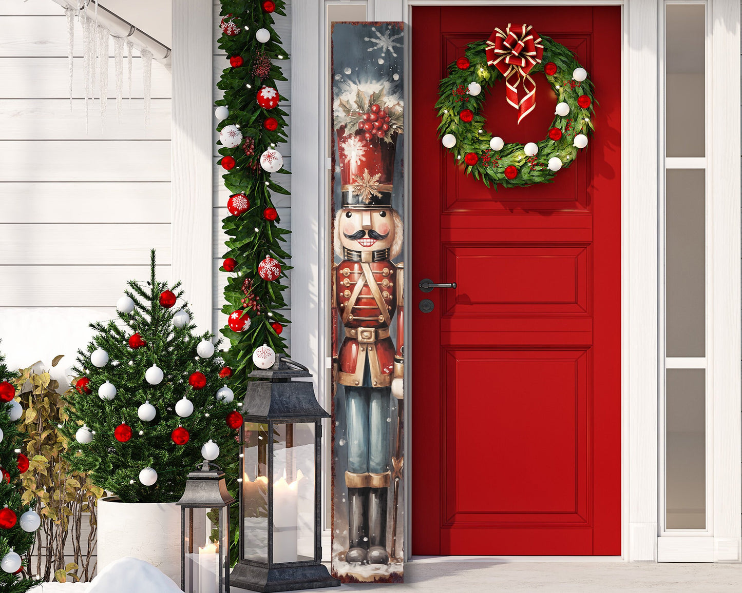 72in Nutcracker Soldier Christmas Sign for Front Porch, Christmas Decor, Modern Farmhouse Entryway Decor for Front Door Decor