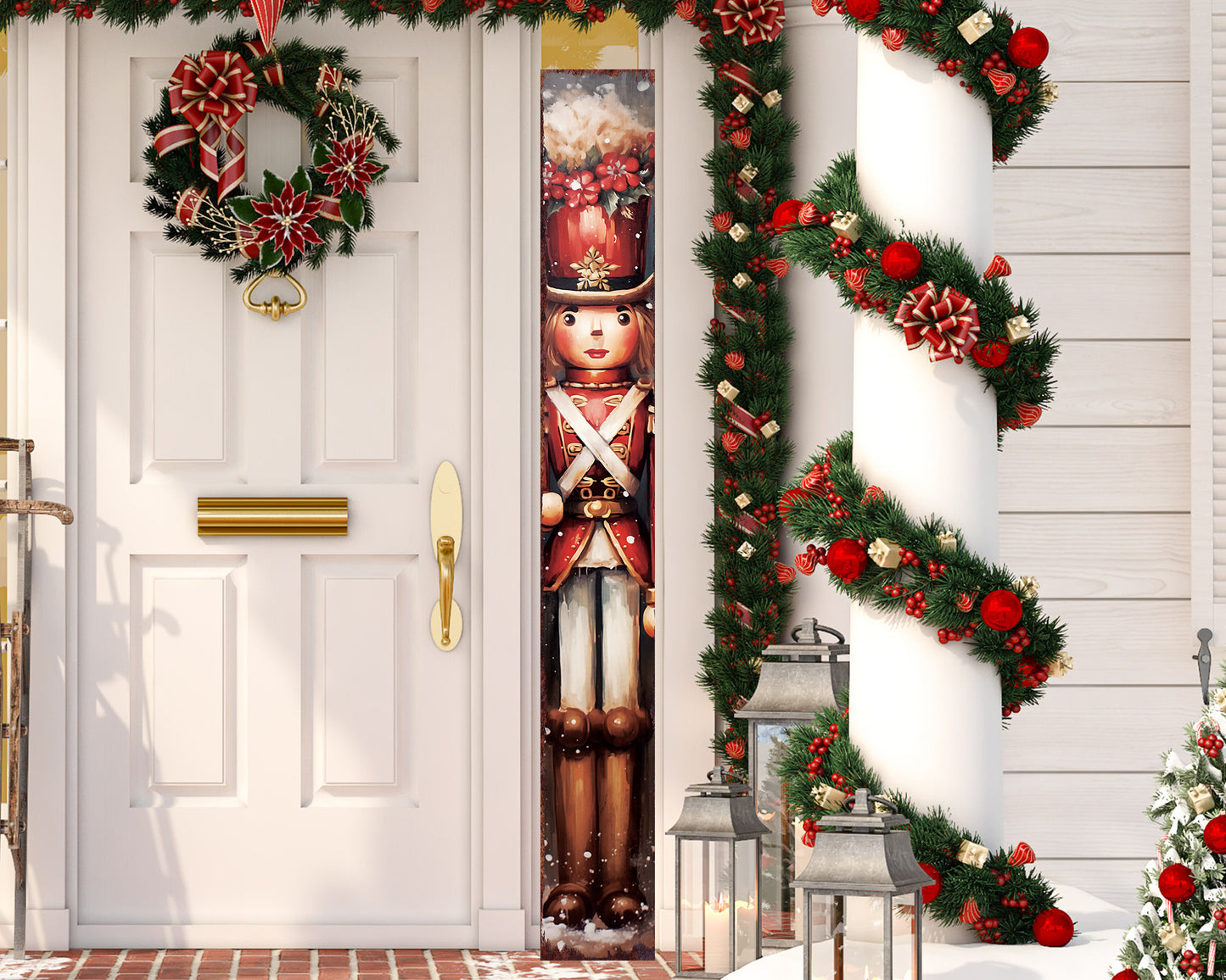 72in Girl Nutcracker Soldier Christmas Sign for Front Porch - Christmas Decor, Modern Farmhouse Entryway Decor for Front Door