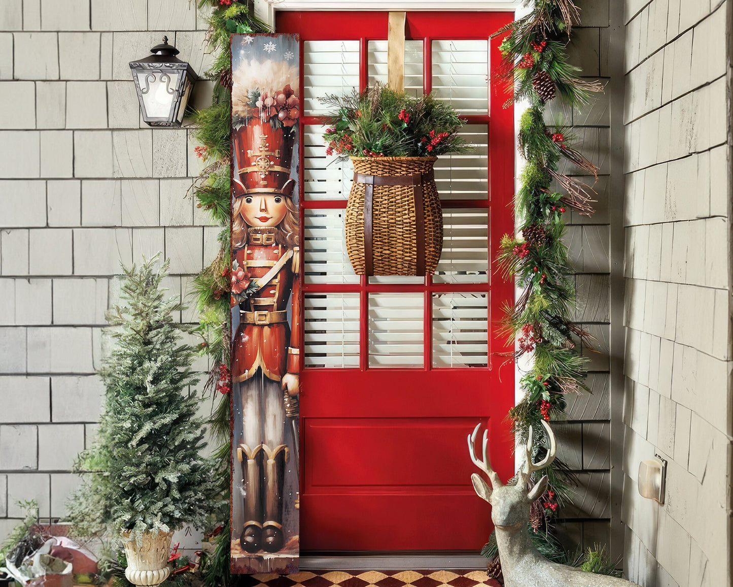 72in Girl Nutcracker Soldier Christmas Sign | Vintage Front Porch Decor | Modern Farmhouse Entryway Decor for Front Door