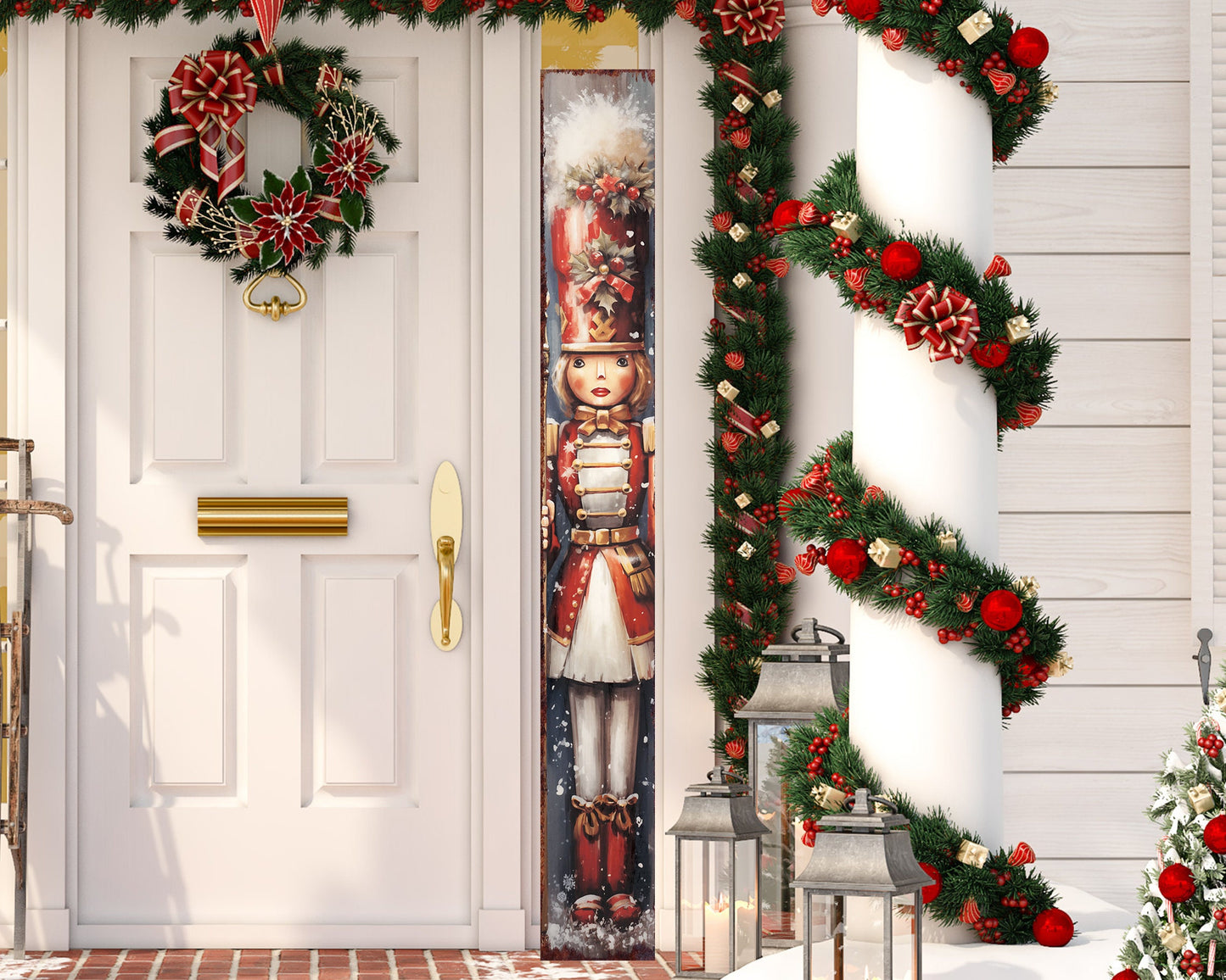72in Girl Nutcracker Soldier Christmas Sign for Front Porch - Christmas Decoration, Modern Farmhouse Entryway Decor for Front Door