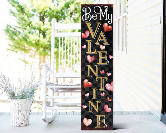 Rustic Modern Farmhouse Entryway Board - 36in 'Be My Valentine' Valentine's Day Porch Sign, Front Porch Valentine's Welcome Sign