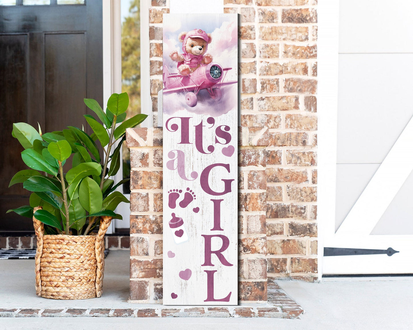 36-Inch 'It's A Girl' Porch Signs, Birth Announcement, Welcome Home Newborn Decor, Porch Decor