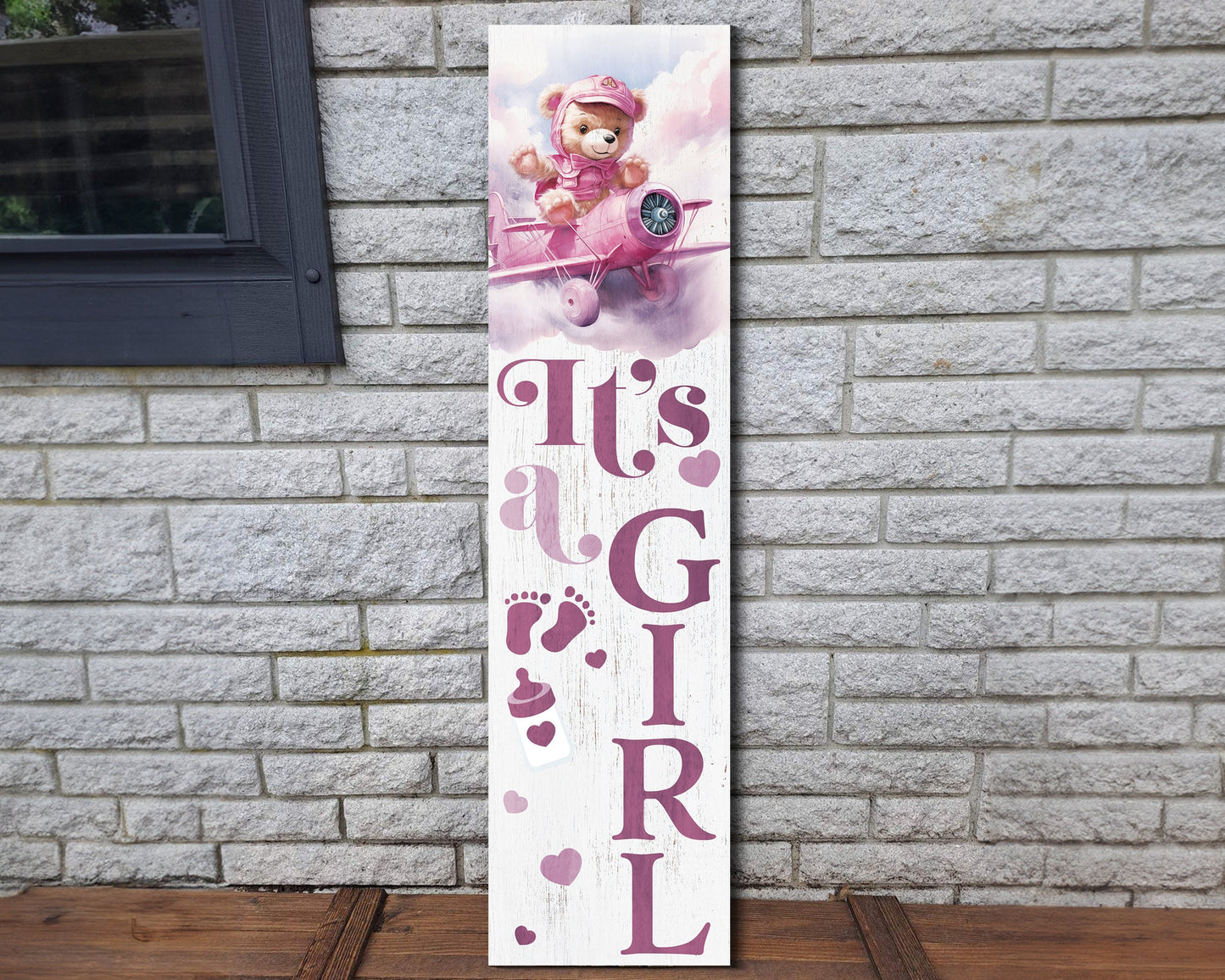 36-Inch 'It's A Girl' Porch Signs, Birth Announcement, Welcome Home Newborn Decor, Porch Decor