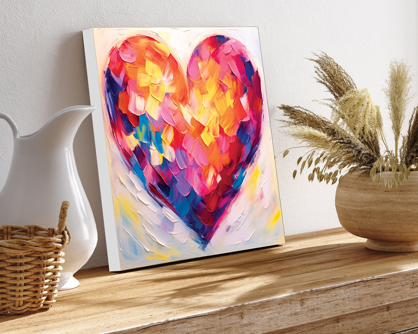 12in Oil Painting Style of a Colorful Heart Valentine__ Day Canvas Print Wall Art, Wall Canvas Printing, Living Room Decor