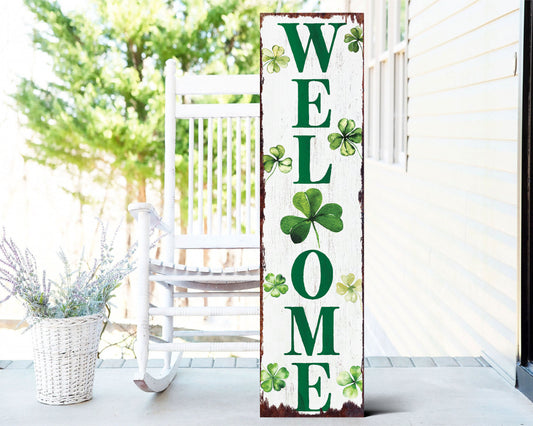 36-Inch Rustic Modern Farmhouse Entryway St. Patrick's Day Welcome Sign for Front Porch, Vintage St.Patrick's Outdoor Decor for Front Door