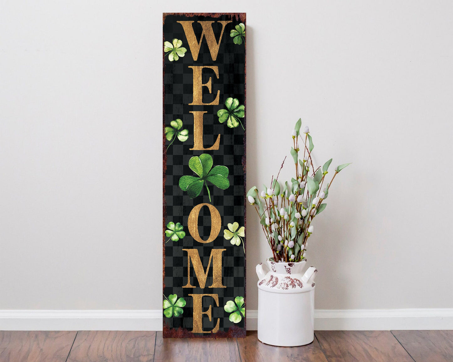 36in Modern Farmhouse Entryway St. Patrick's Day Welcome Sign for Front Porch, Vintage St.Patrick's Outdoor Decor for Front Door