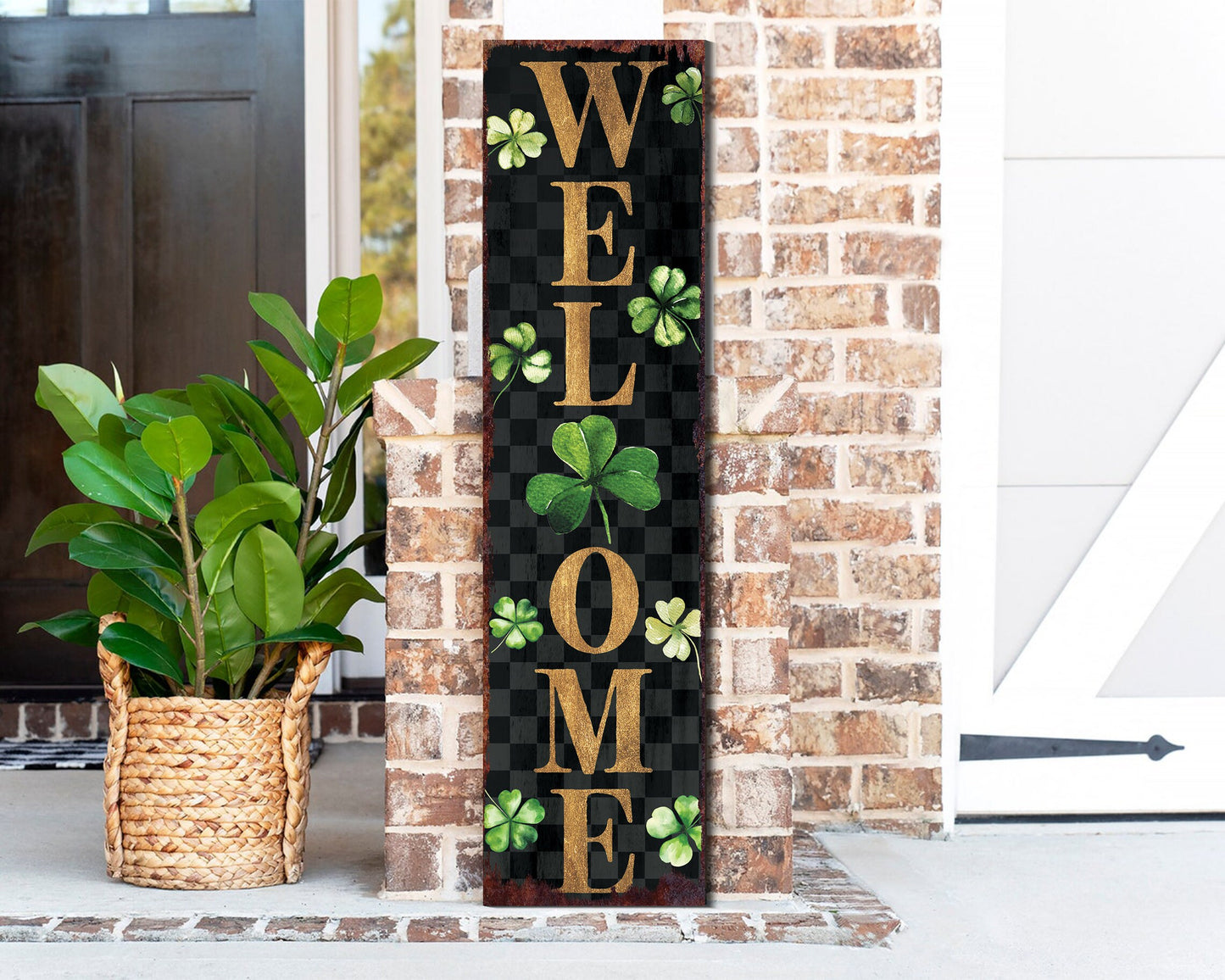 36in Modern Farmhouse Entryway St. Patrick's Day Welcome Sign for Front Porch, Vintage St.Patrick's Outdoor Decor for Front Door