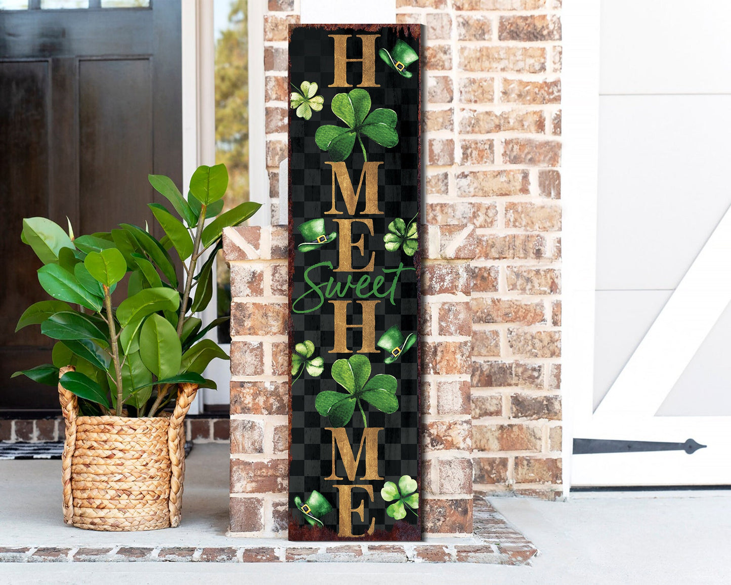 36in Rustic Modern Farmhouse St. Patrick's Day "Home Sweet Home" Sign for Front Porch, St.Patrick's Outdoor Decor for Front Door