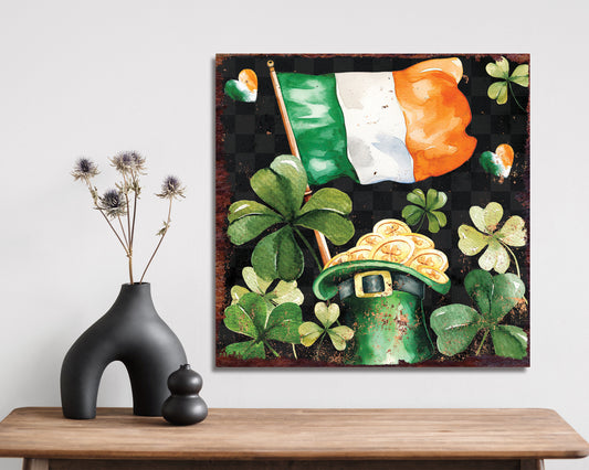 12in St. Patrick's Day Canvas Sign, Vintage Decor, Modern Farmhouse Mantel Entryway Decor, St. Patrick's Day Wall Decor