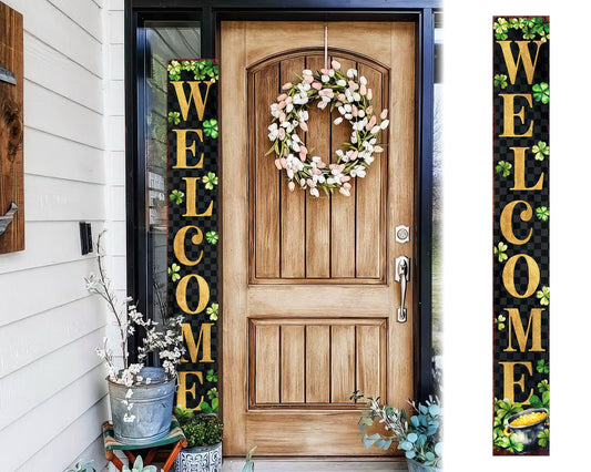 72-Inch St.Patrick's Day Rustic Modern Farmhouse Entryway Welcome Sign for Front Porch, Vintage St. Patrick's Outdoor Decor for Front Door
