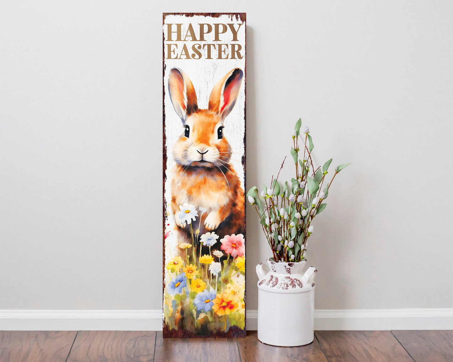 36in Rustic Farmhouse 'Happy Easter' Sign for Front Porch Sign| Easter Outdoor Decor for Front Door