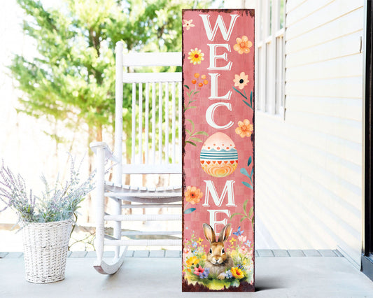 36in Modern Farmhouse Welcome Sign Easter Decor for Front Porch Sign | Easter Outdoor Decor for Front Door Easter Gift