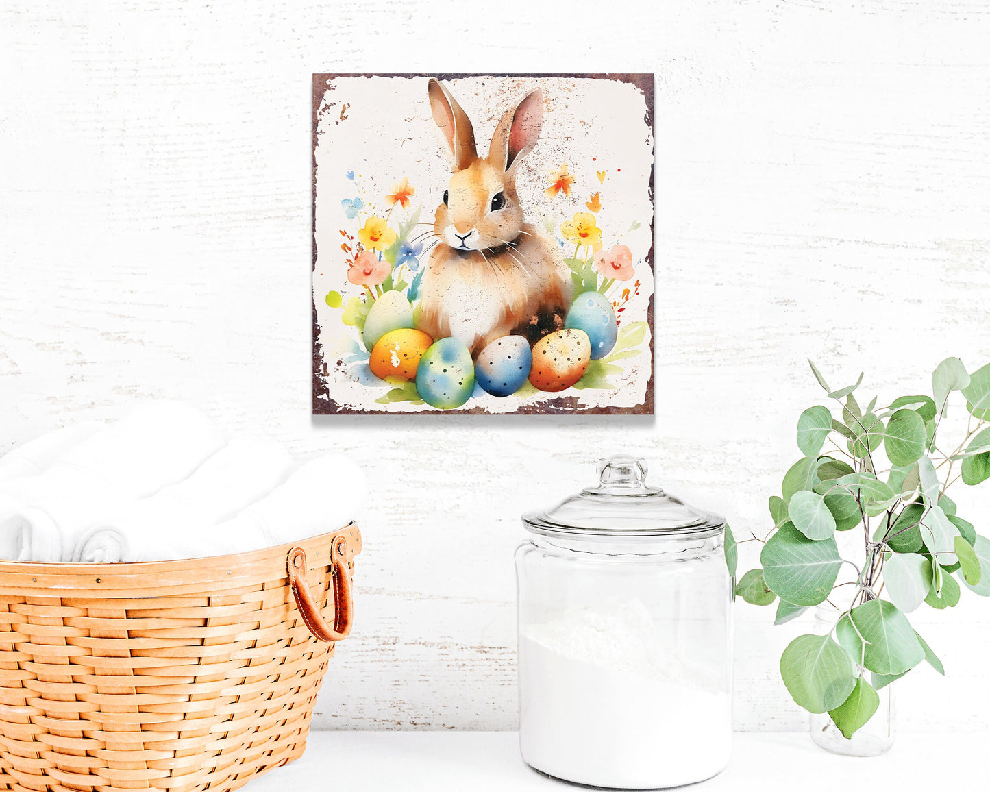 12in Easter Canvas Sign | UV Print | Modern Farmhouse Decor | Ideal for Mantel and Entryway