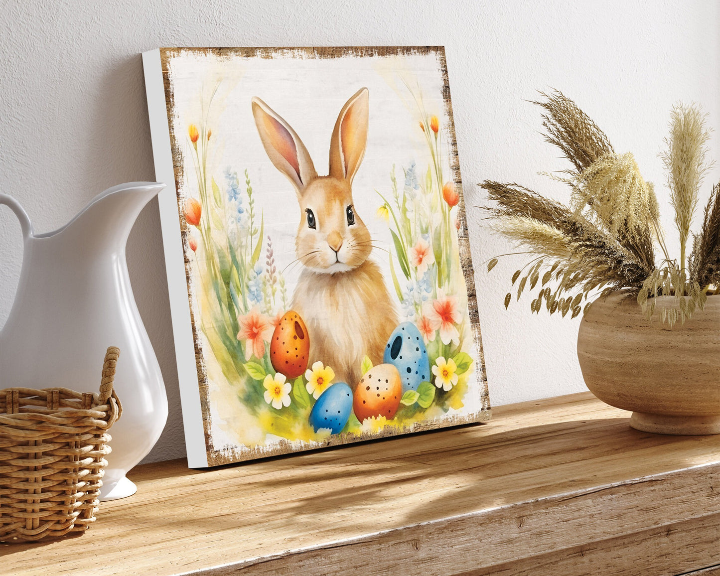 12in Easter Day Canvas, Vintage Decor, Modern Farmhouse Mantel Entryway Decoration, Easter Wall Decor