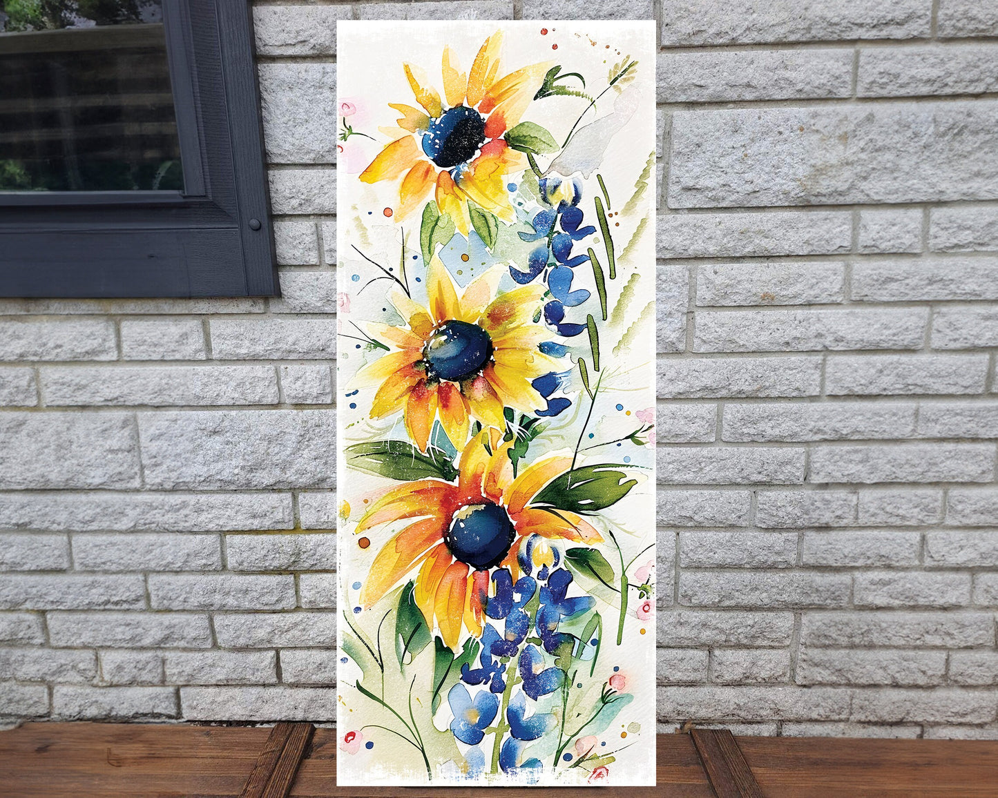 36in Spring Watercolor Wildflower Wooden Porch Sign | Front Door Porch Decor, Welcome Sign for Porch Entryway Decor