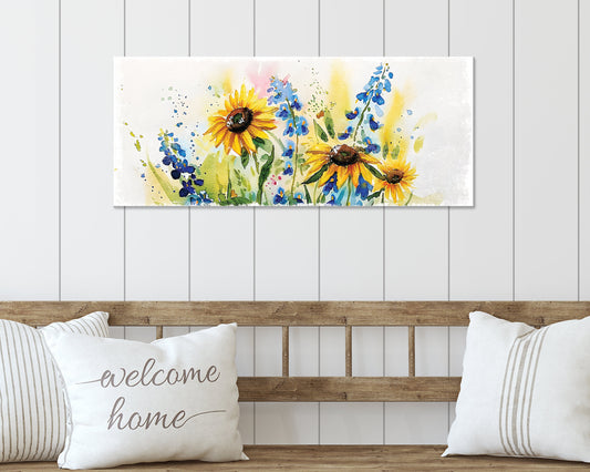 36in Spring Watercolor Wildflower Wooden Wall Sign | Decor Sign for Entryway | Mantel Decor for Living Room, Bedroom