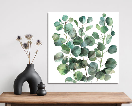 12in Spring Watercolor Eucalyptus Print Wall Decor | Wall Decor, Rustic Farmhouse Metal Decor, Canvas Print Home Decor